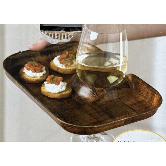 Home Accents Gourmet Party Plates Wood Parquet Hands Free Set of 4 Vintage - Picture 4 of 5
